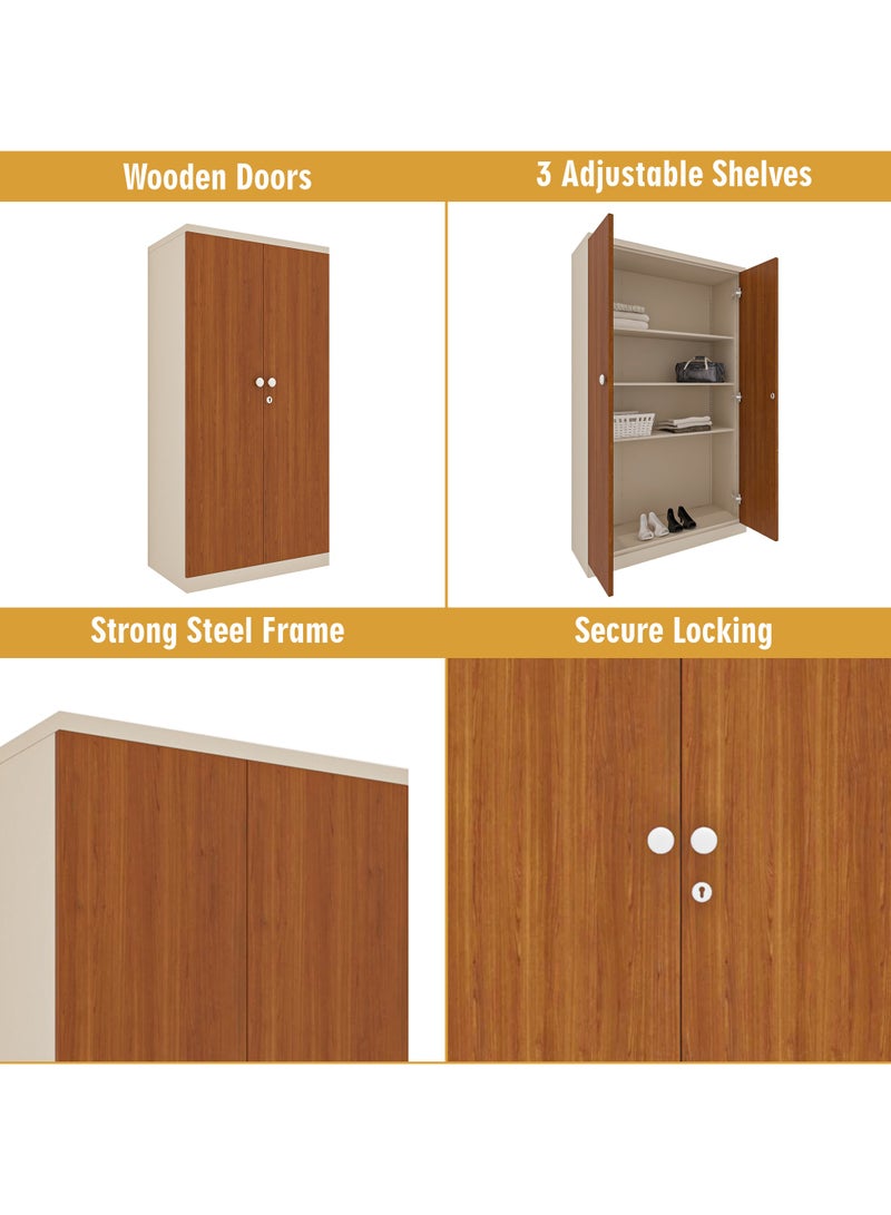 RIGID Steel Office Cupboard with Wooden Door Beige 183x91.4x47.5cm  - Image 4