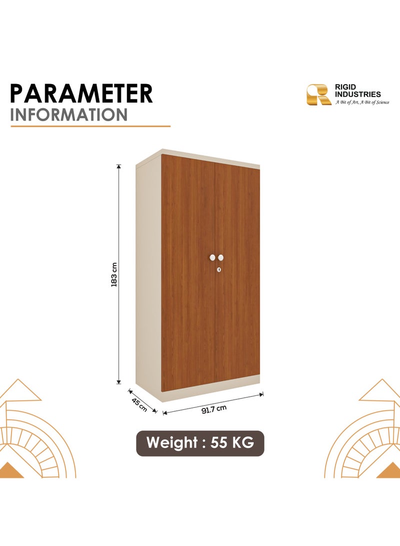RIGID Steel Office Cupboard with Wooden Door Beige 183x91.4x47.5cm  - Image 3