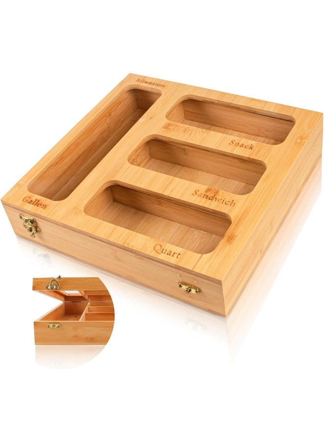 Honey Bee Bamboo Ziplock Bag Organizer – Perfect for Gallon Food Bags - Image 1
