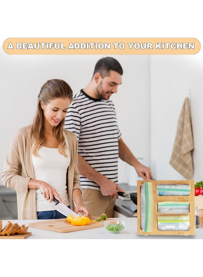 Honey Bee Bamboo Ziplock Bag Organizer – Perfect for Gallon Food Bags - Image 2