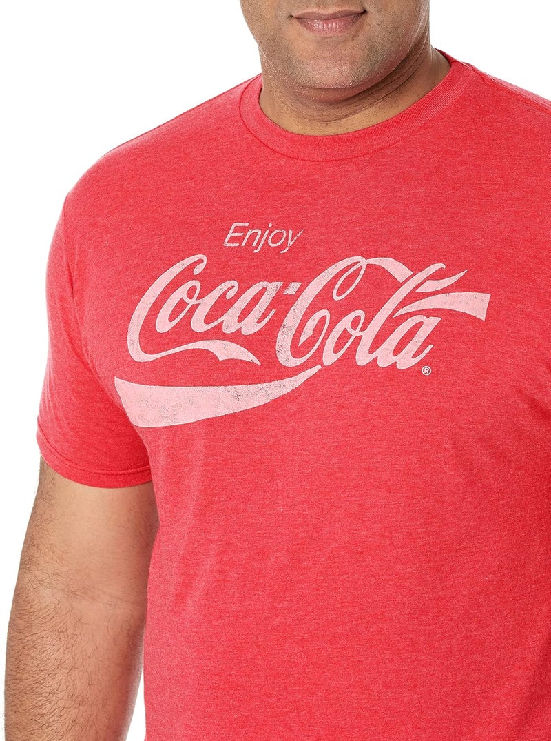Coca-Cola Men's Vintage Logo T-Shirt in Red Heather, XXL - Image 3