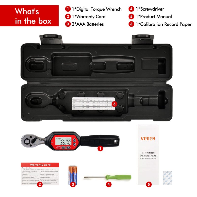 VPOER Digital Torque Wrench (1.8-60Nm 3/8") - Image 5