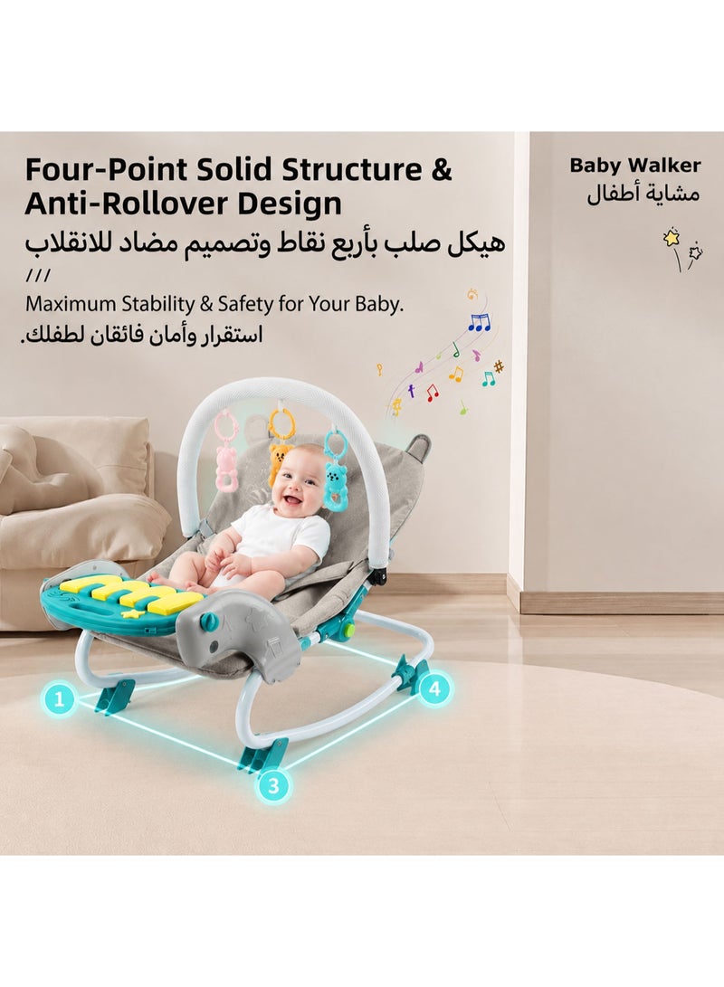 ما بيبي كرسي هزاز للأطفال، كرسي هزاز قابل للتعديل والحمل، يمكن استخدامه للاستلقاء والجلوس، أرجوحة أطفال مزودة بلوحة موسيقى قابلة للتعديل - Image 2