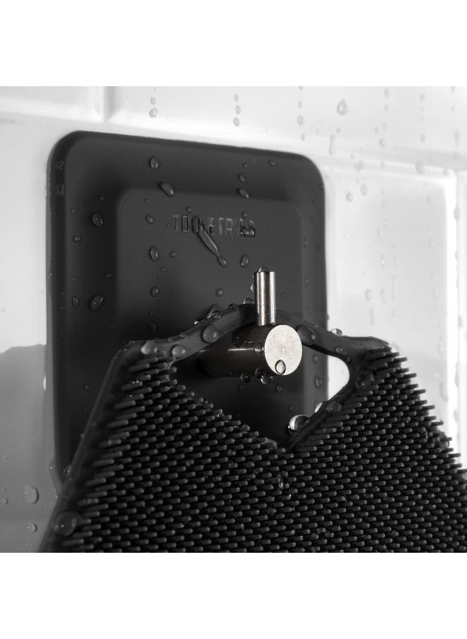 TOOLETRIES - Tooletries - The Arnold Bathroom & Storage Hook - Silicone Toiletry Organizer  Shower & Bathroom Accessory - Features Silicone-Grip Technology  Removable & Reusable - Charcoal  2 Pack - Image 1