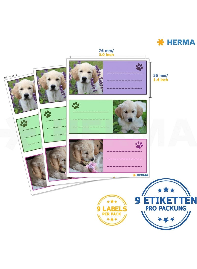 HERMA Vario Self-Adhesive Dog Stickers, Golden Retriever Puppy Design Labels - 9 Pcs (35x76 mm) - Image 3