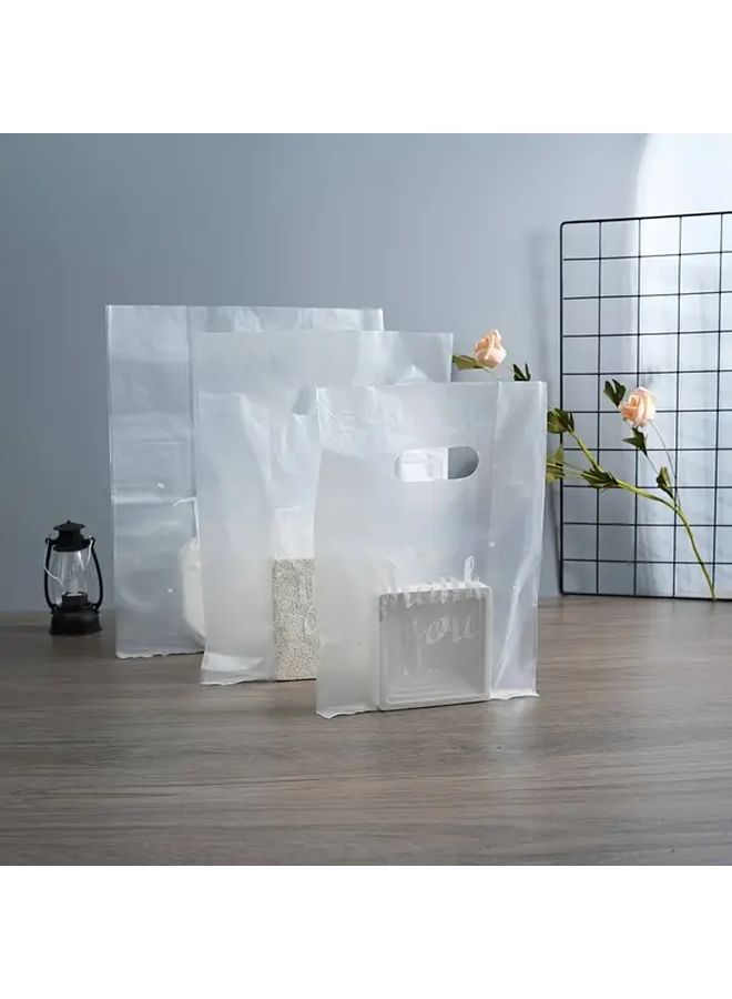 50 Large Transparent Plastic Gift Bags with Handles for Shopping Party Favors - Image 2