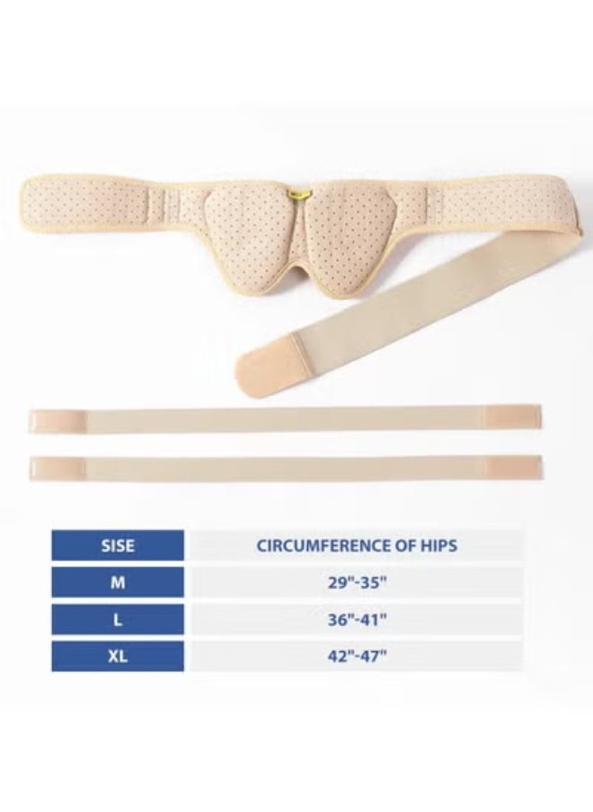 AROAQ Hernia Belt Truss for Inguinal or Sports Hernia Support Brace Pain Relief Recovery Strap with 2 Removable Compression Pads( Medium )  - Image 3