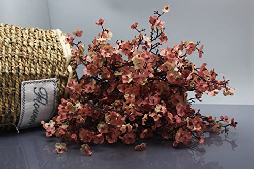 JAKY Global JAKY-Global Babys Breath Silk Artificial Flowers 6 Bundle European Fake Flowers Decor Wedding Party Fall Stems Decoration Bouquets DIY Home Garden,Farmhouse,Living Room Decor (Beige Brown-6pcs) - Image 2