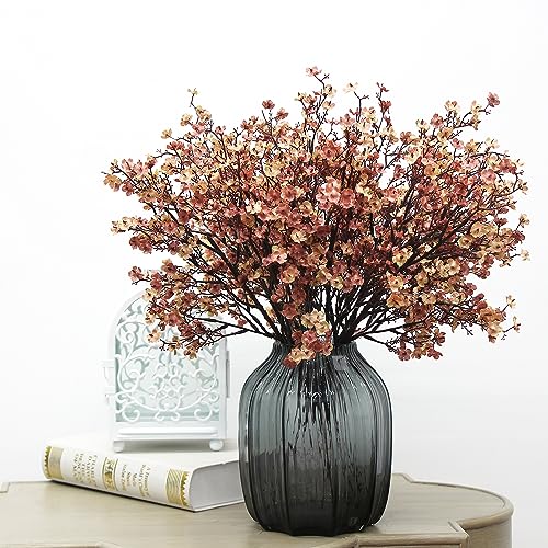 JAKY Global JAKY-Global Babys Breath Silk Artificial Flowers 6 Bundle European Fake Flowers Decor Wedding Party Fall Stems Decoration Bouquets DIY Home Garden,Farmhouse,Living Room Decor (Beige Brown-6pcs) - Image 3