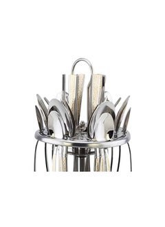 Berger 24 Piece Silverware Flatware Cutlery Set With Square Stand, Stainless Steel Includes 6 Knife, 6 Fork, 6 Tea Spoon, 6 Dinner Spoon, Mirror Polished, Dishwasher Safe  - Image 4