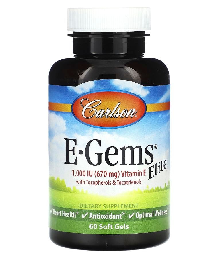 E-Gems Elite Vitamin E with Tocopherols & Tocotrienols 670 mg (1000 IU) 60 Soft Gels
