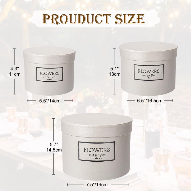 GnFlus White Gift Box Round Gift Boxes with Lids Set of 3 Nesting Gift Boxes for Presents Assorted Sizes Flower Boxes for Arrangements Birthday Wedding Bridesmaid Graduation Christmas Party Gift Bags - Image 2