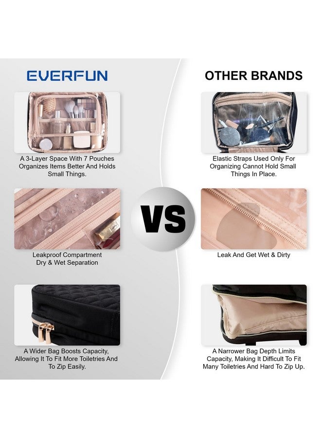 إيفر فن حقيبة أدوات الزينة للسفر من Everfun للنساء مزودة بحجرة مانعة للتسرب، ومنظمة لمستحضرات التجميل، ومجموعة أدوات الزينة، وإكسسوارات السفر الأساسية التي يجب اقتناؤها - Image 2