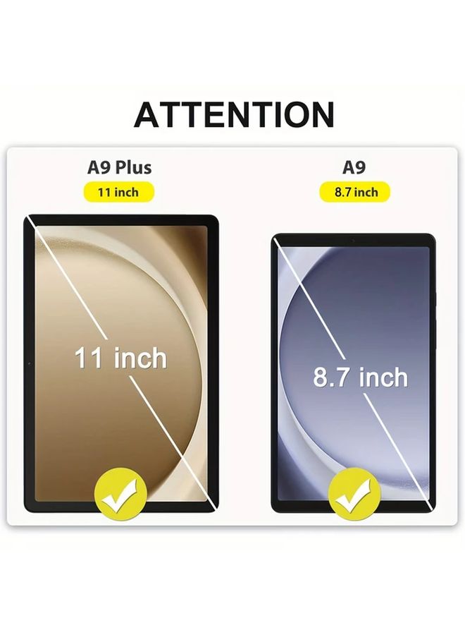 حالة حماية لجهاز Galaxy Tab A9 مقاس 8.7 بوصة إصدار 2023، غطاء علوي من الجلد الصناعي الأزرق، غطاء خلفي غير لامع، مقاوم للسقوط والخدوش. - Image 3