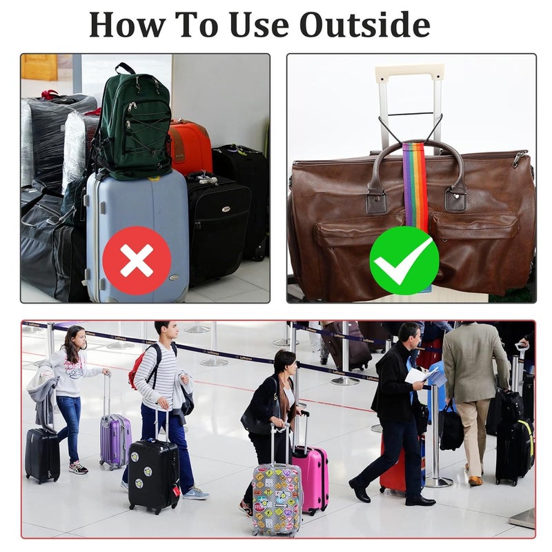 Aeenioy 3Pcs Luggage Straps for Suitcases,Luggage Strap, Adjustable Elastic Luggage Straps Bag Bungees for Carry Bag, Travel Belt Luggage Fixing Straps Clamping Strap, Travel Belt for Luggage Over Handle - Image 5