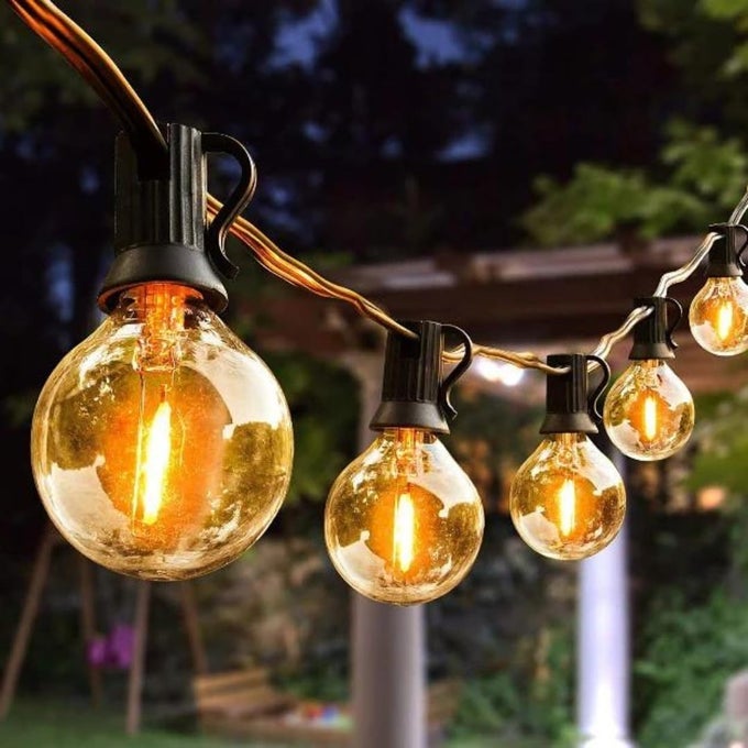 G40 OUTDOOR BULB STRING LIGHTS HANGING IP44 RAINPROOF BULBS WITH LED FILAMENT REMOTE CONTROL DIMMER EDISON STYLE 50FT LIGHT FOR BACKYARD TERRACE GARDEN BALCONY PARTY HOME DECORATION