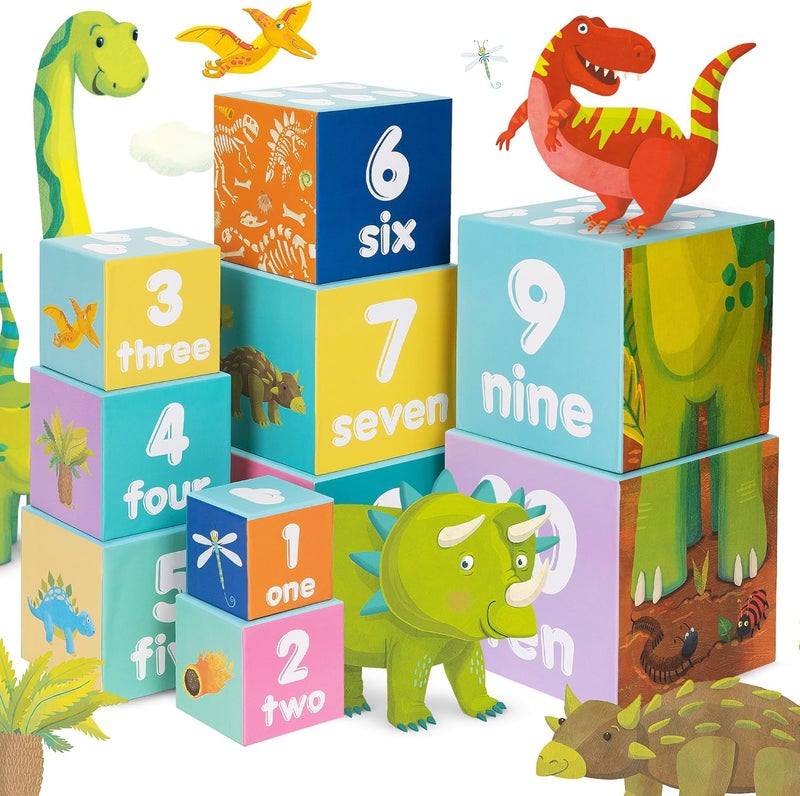 Boppi Stacking Cube Toy with Jungle Animals Letters Numbers, Montessori Cube Stacking Toy from 1 Year Stacking Tower as Motor Skills Toy Stacking Game from 1 Year Letters Cube Set - Image 5