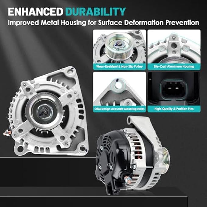 Farrme 14007 Alternators Fit for Chevrolet Silverado 1500 2014-2019, for GMC Sierra 1500, for Cadillac Escalade V8 Automotive Replacement Alternators 1042118340, 22747896 150 Amp, 6-Groove Pulley - Image 4