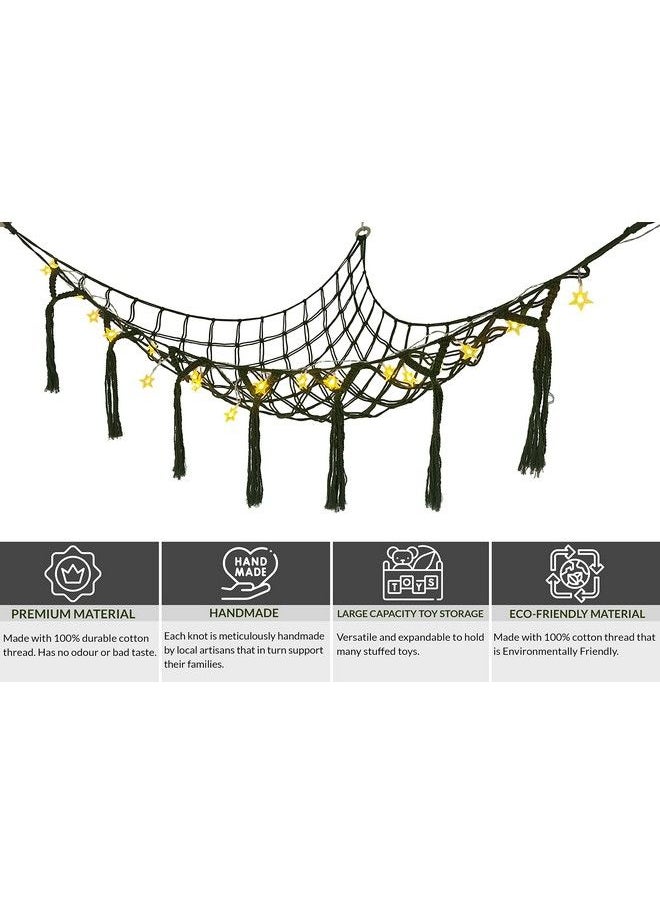 Artist Unknown - Stuffed Animal Net Or Hammock Jumbo With Warm White Led String Star Lights Wall Hooks Stuffed Animal Hammock Squishmallow Net Corner Net For Stuffed Animals For Wall (X Large Army Green) - Image 1