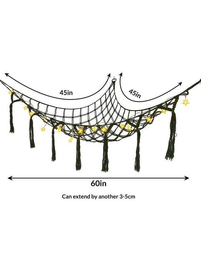 Artist Unknown - Stuffed Animal Net Or Hammock Jumbo With Warm White Led String Star Lights Wall Hooks Stuffed Animal Hammock Squishmallow Net Corner Net For Stuffed Animals For Wall (X Large Army Green) - Image 1