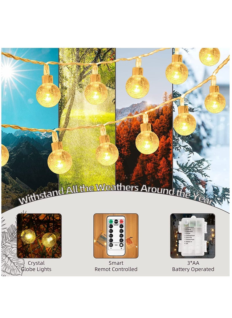 Generic - أضواء غلوب سلسلة أضواء تعمل بالبطارية في الهواء الطلق مع جهاز توقيت عن بعد 20FT 40 LED أضواء خرافية داخلي في الهواء الطلق أضواء معلقة مقاومة للماء للفناء أكشاك شرفة حديقة غرفة نوم ديكور - Image 1