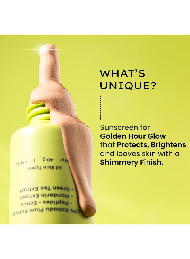 Hyphen Golden Hour Glow Sunscreen Spf 50 Pa++++ Dewy Glow & Bright Skin| Vitamin C Rich-10% Kakadu Plum & Peptides| Winter Sunscreen Moisturizer for Women & Men|Lightweight & Non Greasy, Uv & Blue Light Protection|Dry & All Skin Types - 40G - Image 4
