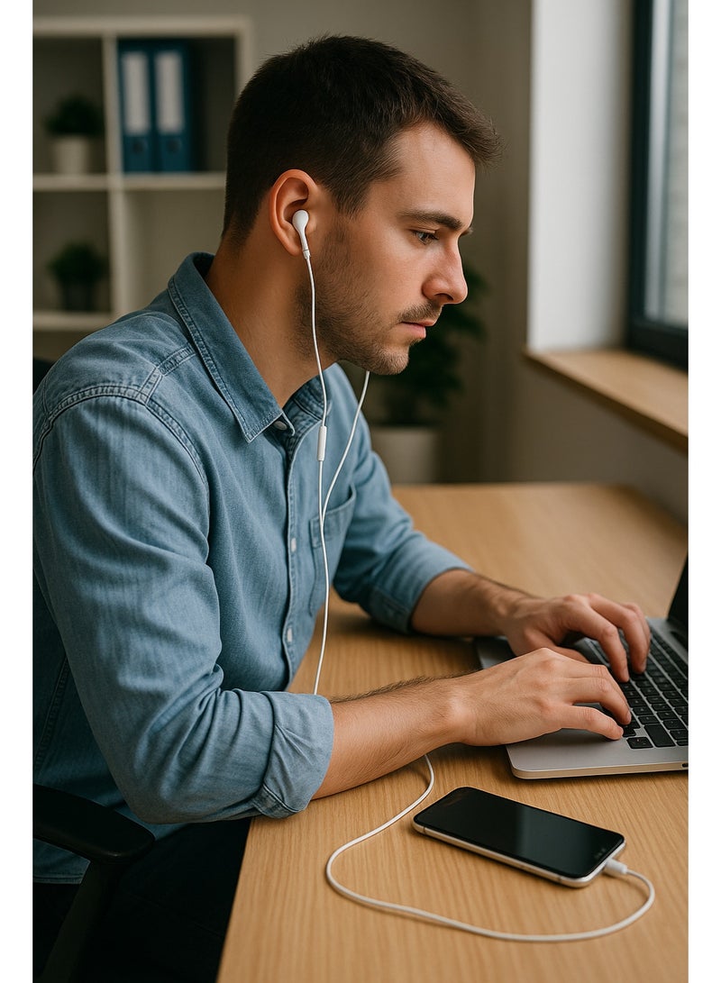 TG-HF68 Wired Headphones with Microphone - Strong Stereo Sound and Deep Bass - White - Image 5