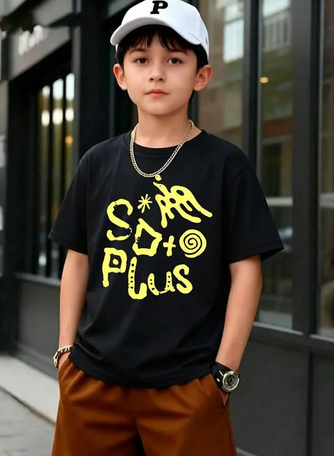 Take Two Boys Black Geometric Print Short Sleeve T-Shirt