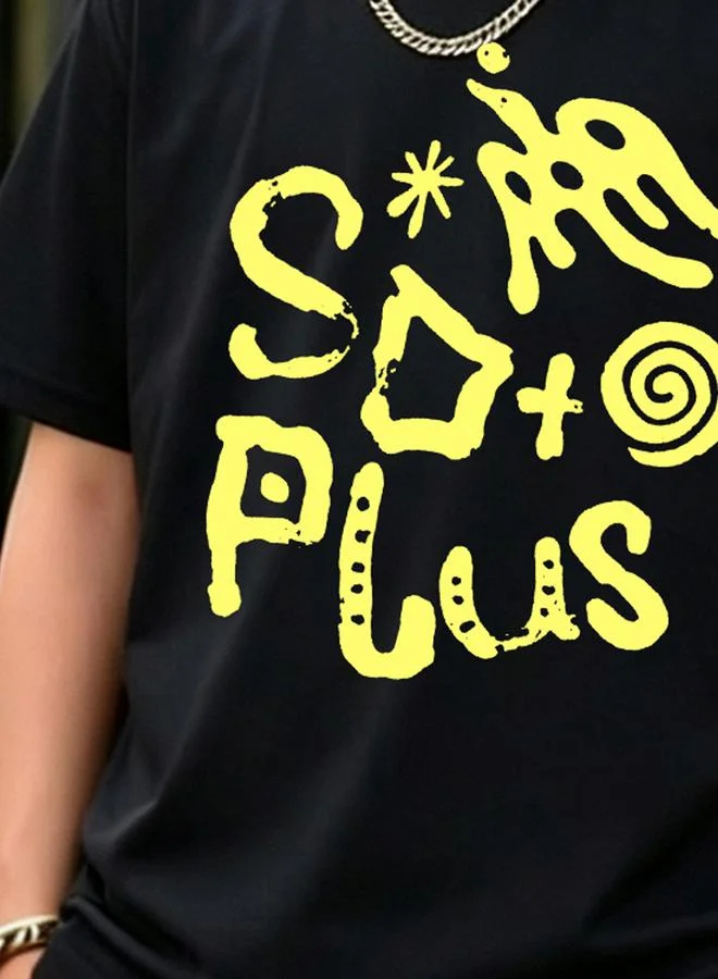 Take Two Boys Black Geometric Print Short Sleeve T-Shirt