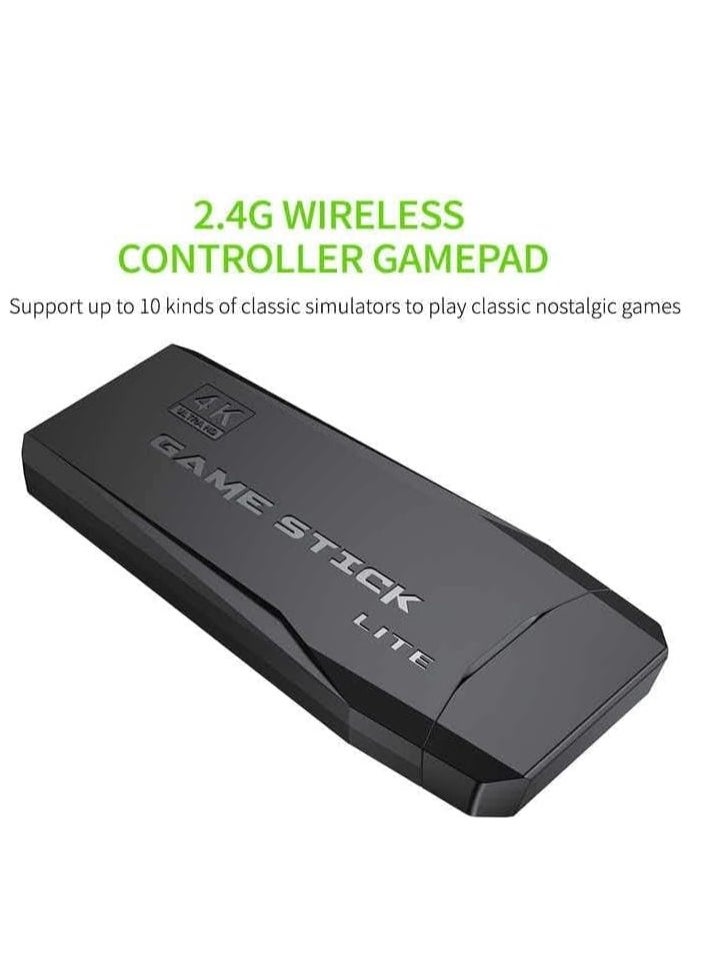 4K Ultra HD Arcade Game Console Stick – Built-in 10000 Retro Classic Games, 64GB Storage, Plug & Play HDMI TV Output, Dual Wireless Controllers, Multiplayer Support, Family Gaming System