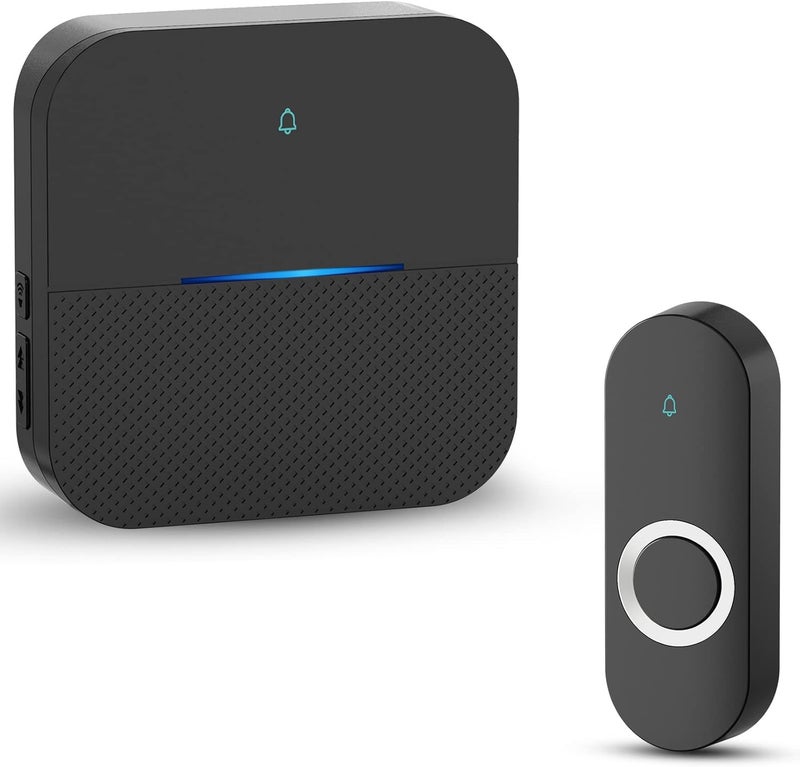 Aida Lighted Wireless Doorbell for Home, Waterproof Battery Doorbell Wireless 1,000ft Range, 5 Volume Levels with 58 Chimes & LED Flash on Receiver (Black, 1 transmitter & 1 Receiver) - Image 1
