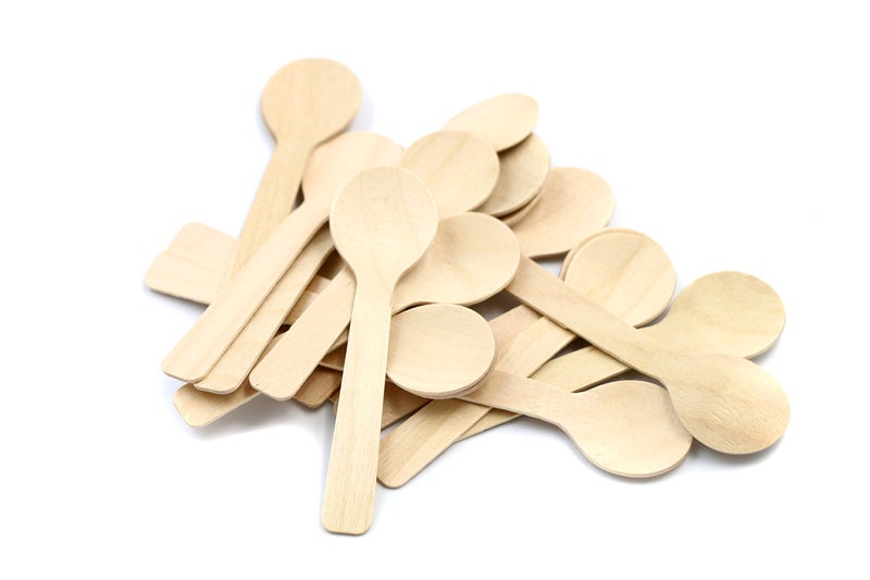 COOBL 39 Inches Mini Kitchen Wooden Ice Cream Dessert Spoons Disposable Wood Cutlery TablewarePack of 100