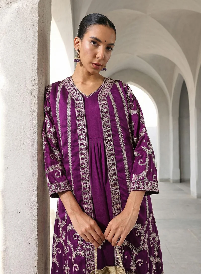 Ishin Rich Purple A Line Dresses