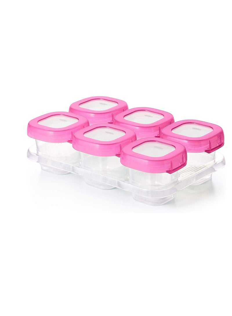 OXO TOT Pink Baby Blocks Silicone Freezer Storage Containers 2 oz - Pack of 6 - Image 1