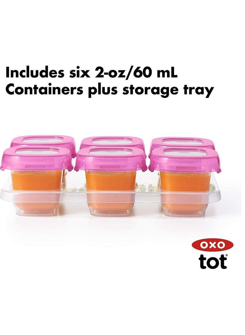 OXO TOT Pink Baby Blocks Silicone Freezer Storage Containers 2 oz - Pack of 6 - Image 2