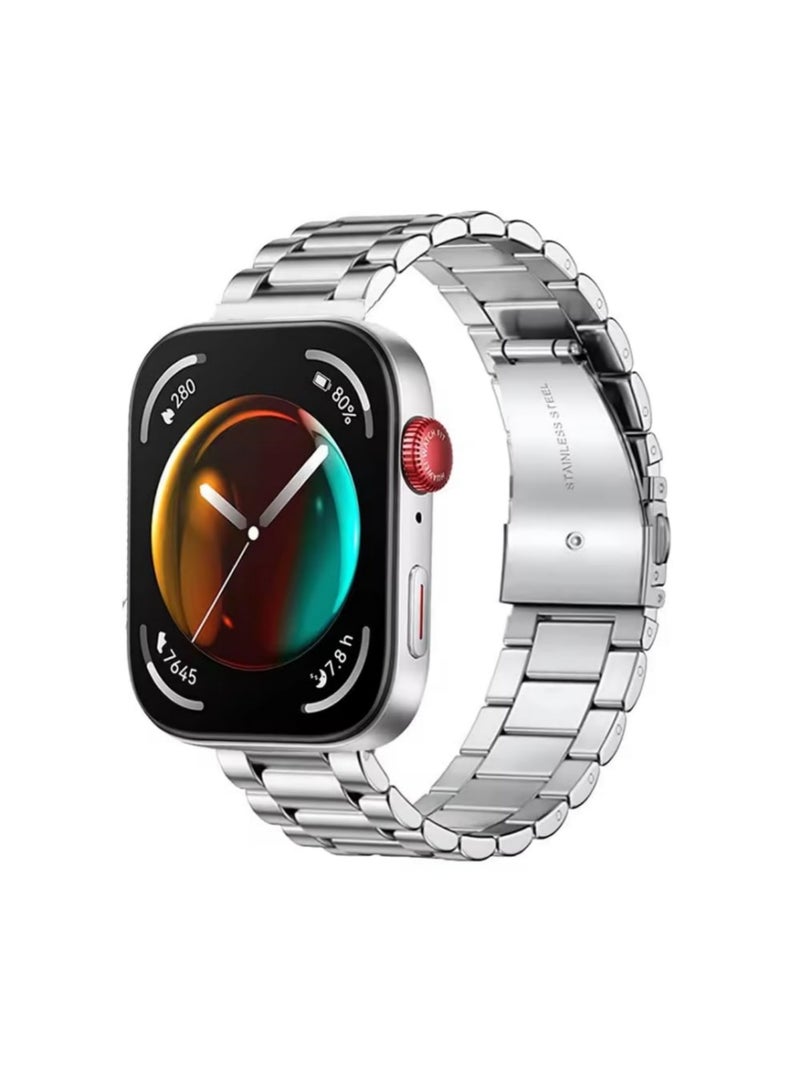 اووكاي متوافق مع ساعة هواوي واتش فيت 4 برو/فيت 4/فيت 3، سوار ساعة من الفولاذ المقاوم للصدأ، حزام معصم بديل معدني، متوافق مع ساعة هواوي واتش فيت للرجال والنساء (فضي) - Image 1