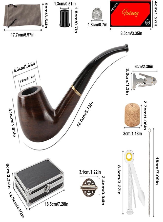 Hurifeng Smoking Pipe Kit with Case, Tobacco Pipe Starter Set for Beginners, Complete Pipe Set with Accessories, Portable Pipe Kit Gift Set for Men (Wood) - Image 3