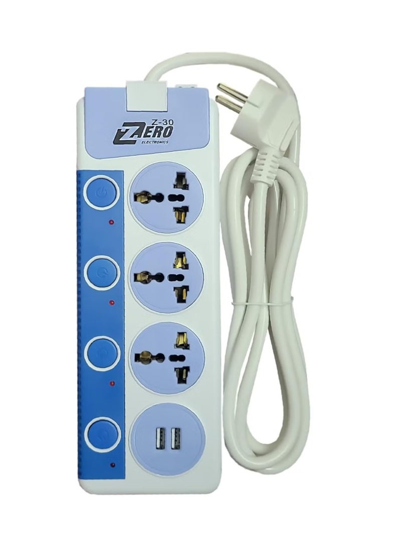 زيرومشترك كهرباء 3 مداخل و2 مدخل يو اس بى Z30 متعدد الألوان