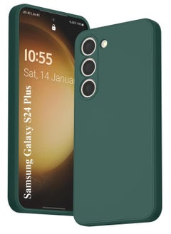 MIGOFAST Samsung Galaxy S24 Plus Soft Silicone Gelly Rubber Cover Shockproof Matte Finish Back Cover Inner Fabric Lining with Camera Protection Case Green  - Image 1