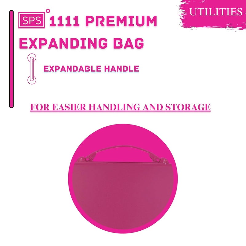 sps 13 Pocket Expanding File Folder with Buckle Closure,Label Index and Handle for A4/Foolscap/Legal Documents (Pink) - Image 5