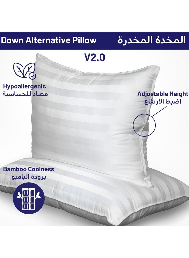 DrSleeep Luxury Adjustable Pillows with Zipper – Down Alternative Fill & 100% Bamboo Cooling Cover, Queen Size (Set of 2) – 1350g Fill, Customizable Firmness, Hypoallergenic, Ultra-Soft, Hotel Quality – White - Image 1