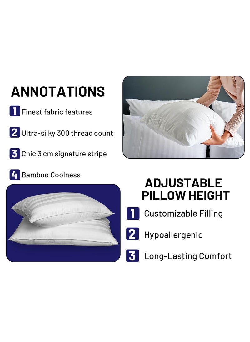 DrSleeep Luxury Adjustable Pillows with Zipper – Down Alternative Fill & 100% Bamboo Cooling Cover, Queen Size (Set of 2) – 1350g Fill, Customizable Firmness, Hypoallergenic, Ultra-Soft, Hotel Quality – White - Image 4