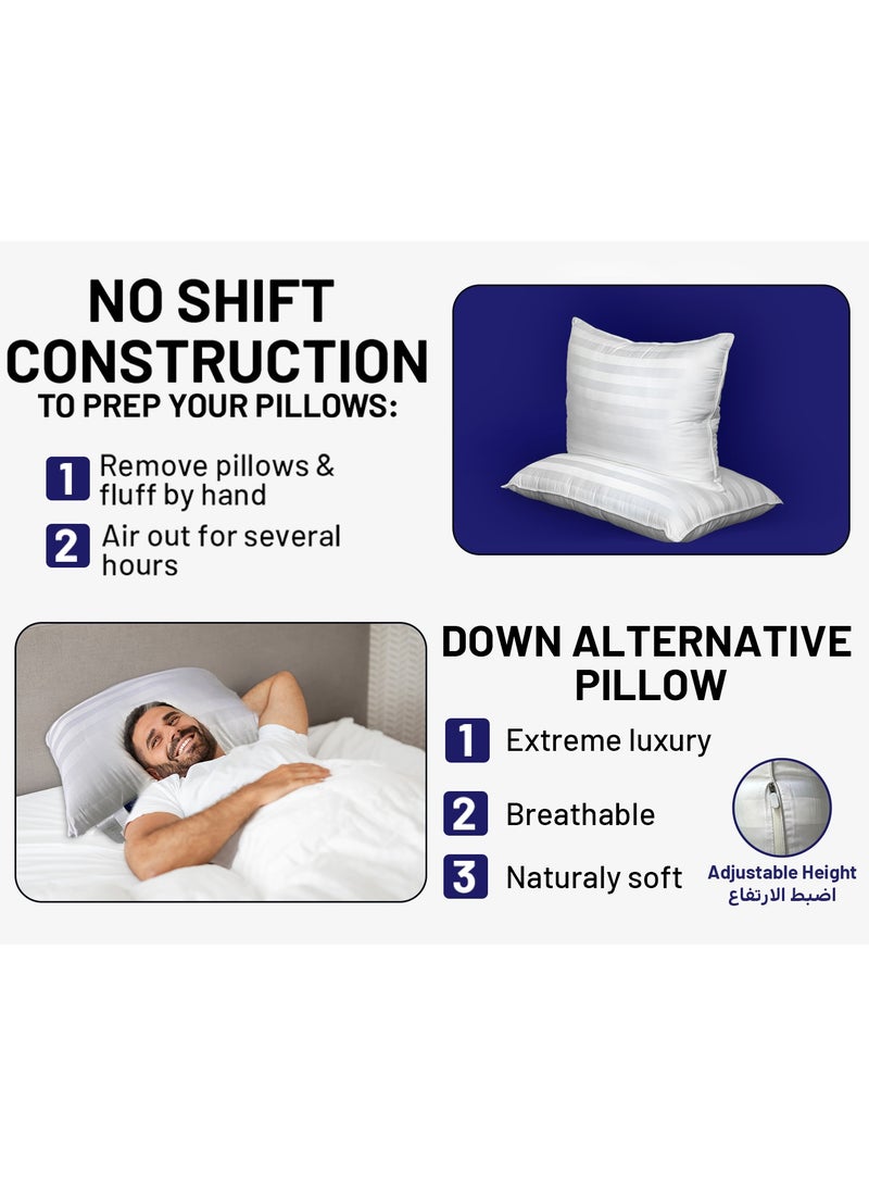 DrSleeep Luxury Adjustable Pillows with Zipper – Down Alternative Fill & 100% Bamboo Cooling Cover, Queen Size (Set of 2) – 1350g Fill, Customizable Firmness, Hypoallergenic, Ultra-Soft, Hotel Quality – White - Image 5