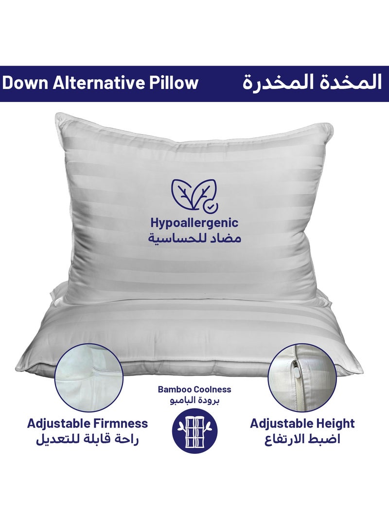 DrSleeep Luxury Adjustable Pillows with Zipper – Down Alternative Fill & 100% Bamboo Cooling Cover, Queen Size (Set of 2) – 1350g Fill, Customizable Firmness, Hypoallergenic, Ultra-Soft, Hotel Quality – White - Image 3