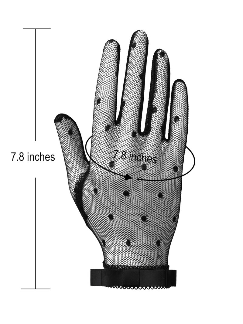 Sacina Goth Black Mesh Lace Bow Gloves, Gothic Y2k Lolita Vintage Costume Accessories - Image 5