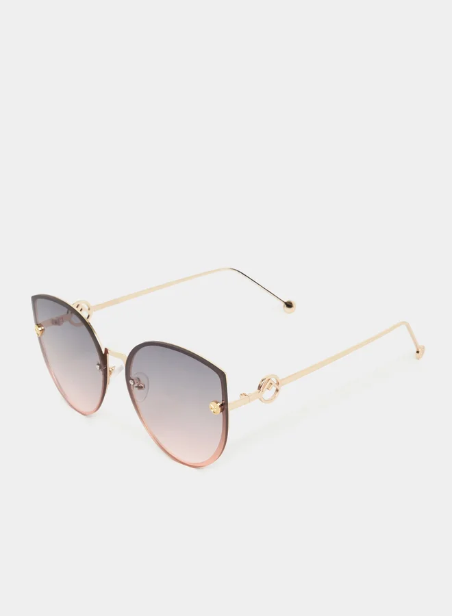 Styli Solid Lens Saddle Nose Wayfarer Sunglasses