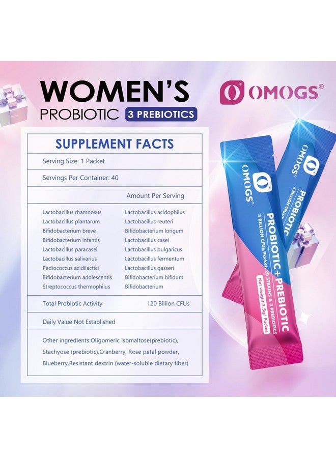 OMOGS Women's Probiotic,120-Billion-CFUs, 18 Strains, with 3 Prebiotics and Cranberry Extract, Help for Immune Booster, Digestive Health, Gut Health and Vaginal Health - Image 2