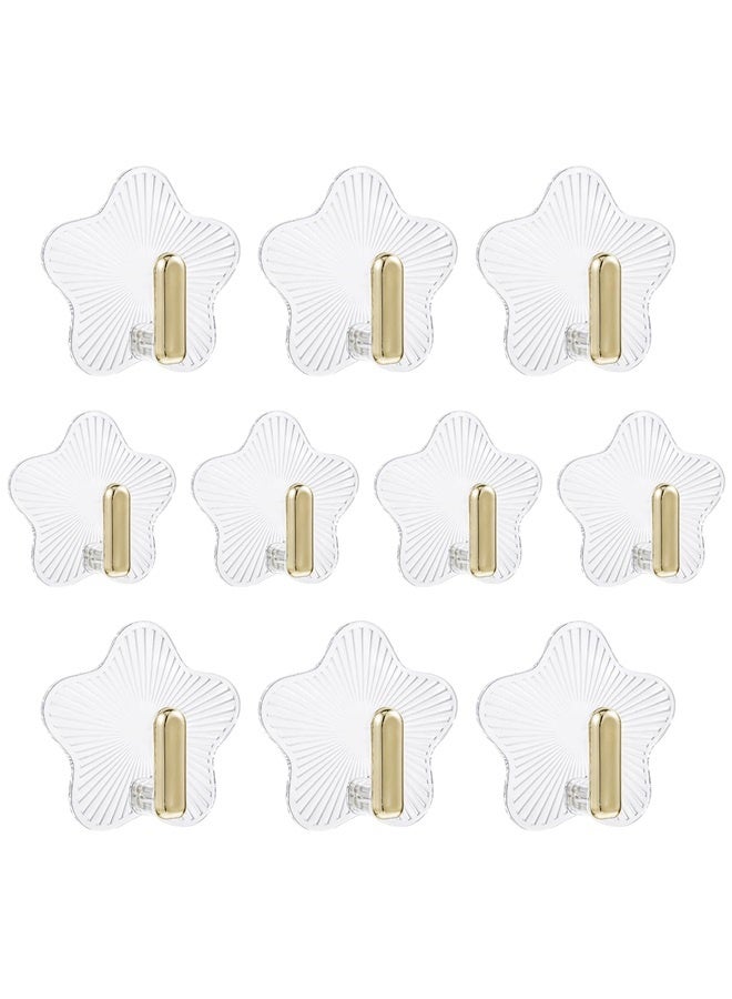 10Pcs Self Adhesive Small Gold Star Wall Hooks, Cute Star Shaped Clear Adhesive Wall Hangers Without Nails for Bathrooms Home  - Image 1