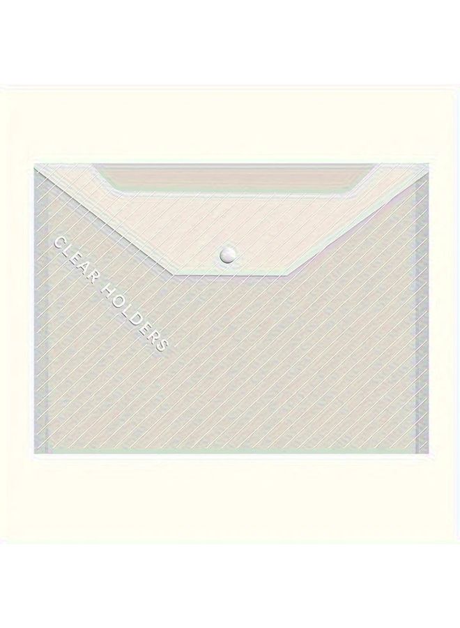2 قطعة من حقيبة المستندات البلاستيكية الشفافة بحجم A4 مع زر ضغط لتخزين الملفات المكتبية - Image 3