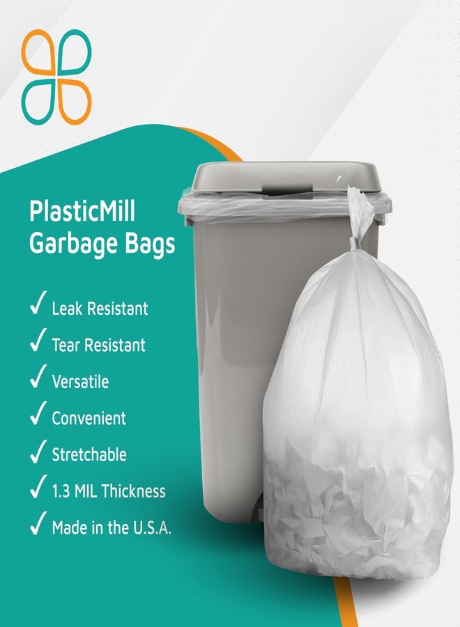 PlasticMill Heavy Duty Trash Bags - Clear Garbage Bags - Plastic Trash Bags - Tall Trash Bags, Trash Can Liners - 33-Gallon Large Kitchen Trash Bags, 1.3 Mil, 33"x39" (50-Count) - Image 5